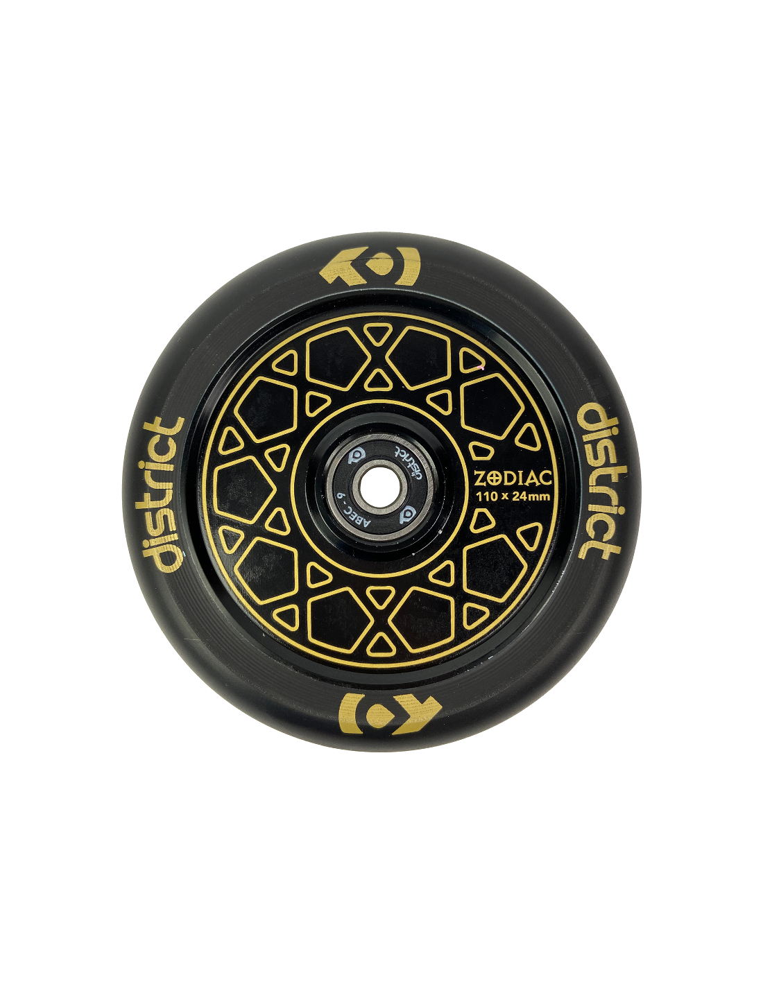 District Zodiac 110x24 Hollow Core Wheel Gold Black